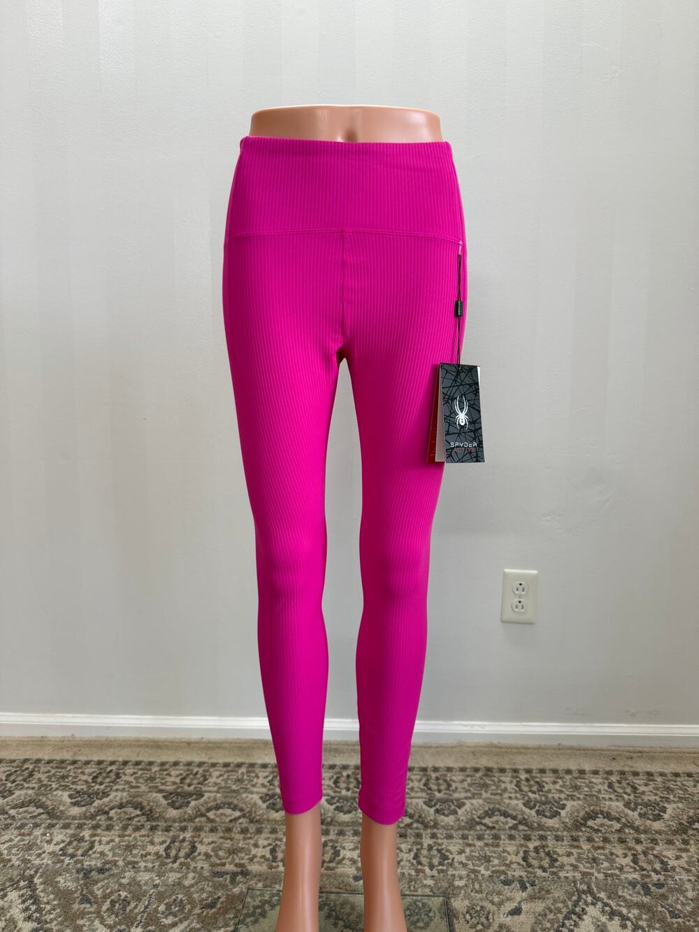 NWT Spyder Active Women’s Ribbed High Rise Leggings Hot Pink Fuchsia Sz M